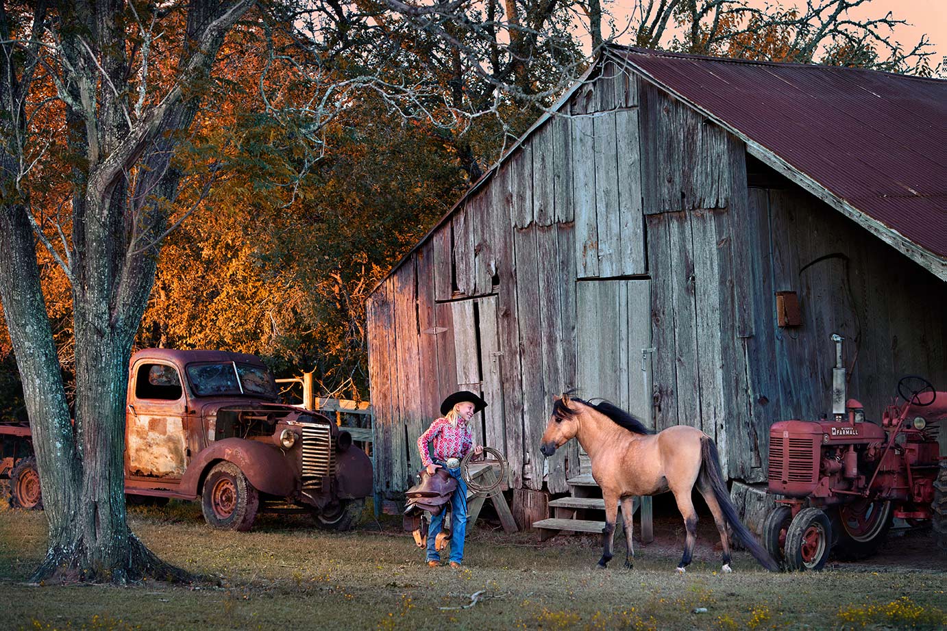 Texan girl and her caspian horse